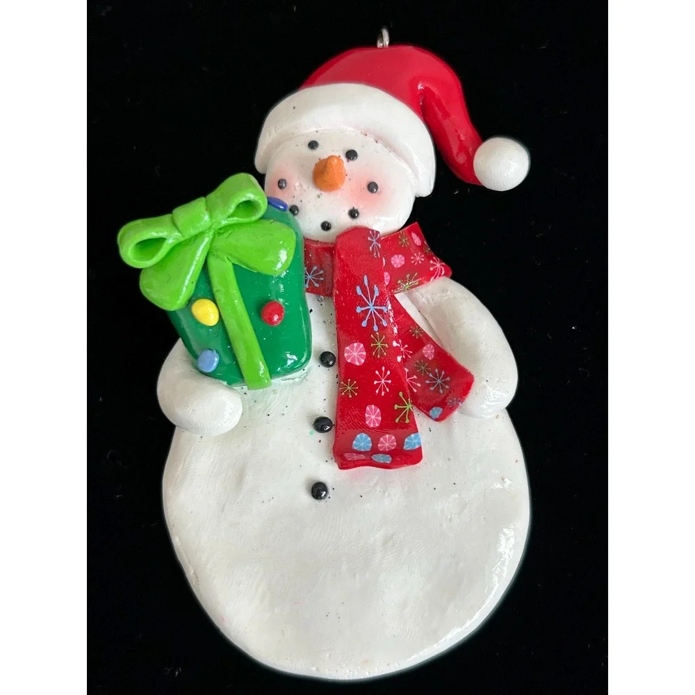Lot 3 Vintage Christmas Dough/Clay‎ Ornaments Gingerbread Man, Snow Man